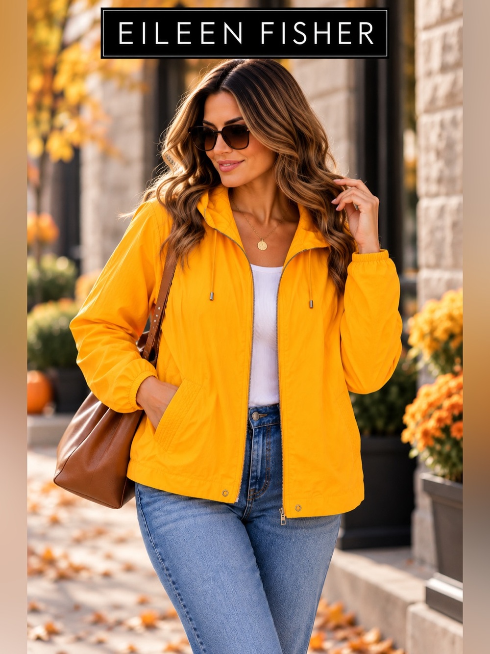 Eileen Fisher Hooded Zip Jacket - Vibrant Yellow